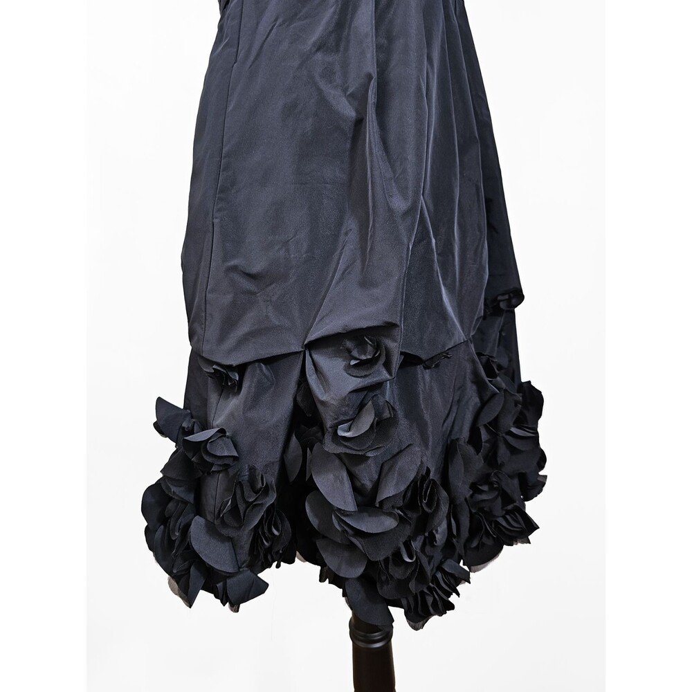 BCBG Maxazria Black Size 12 One Shoulder Taffeta Mini Dress Floral Applique - Picture 2 of 8